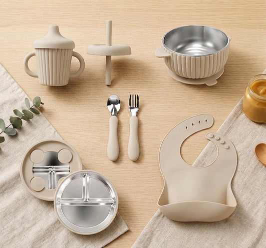 Premium Stainless Steel & Siliconen Babyservies
