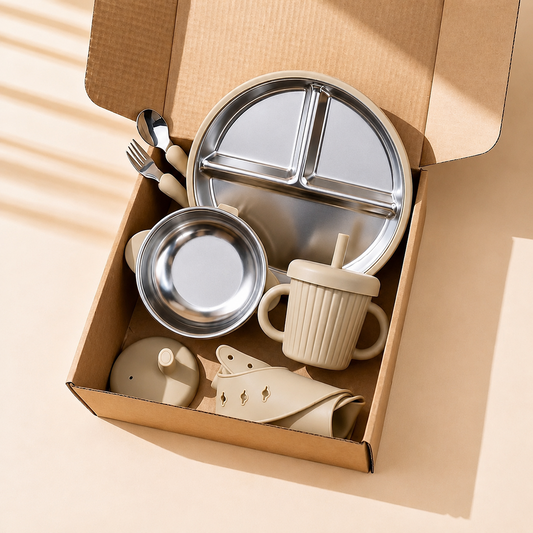 Premium Stainless Steel & Siliconen Babyservies Set (7-delig)
