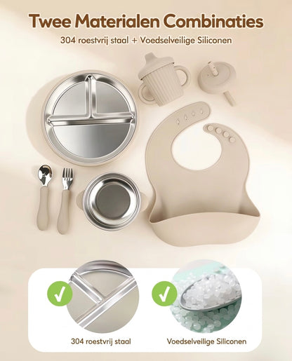 Premium Stainless Steel & Siliconen Babyservies Set (7-delig) (Kopie)