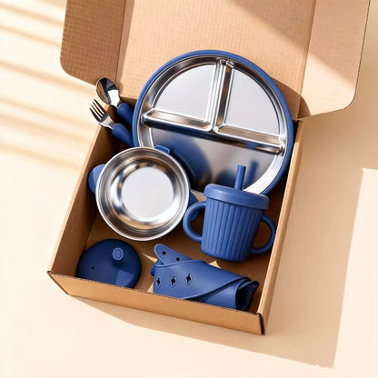 Premium Stainless Steel & Siliconen Babyservies
