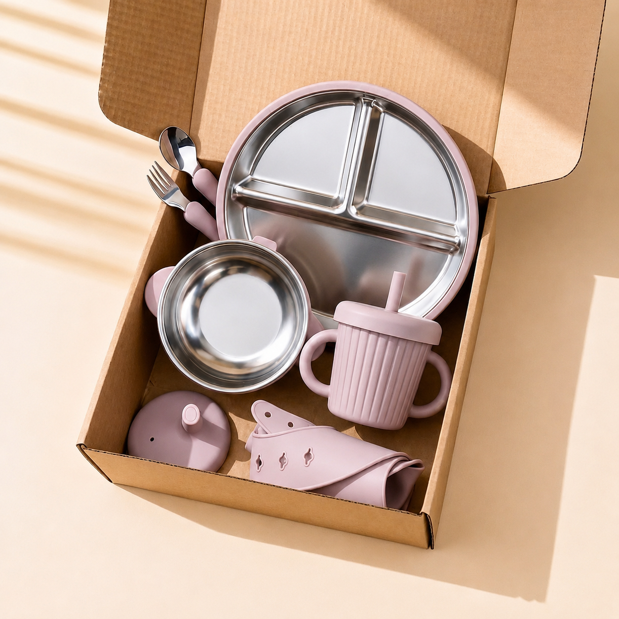 Premium Stainless Steel & Siliconen Babyservies