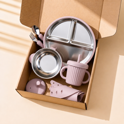 Premium Stainless Steel & Siliconen Babyservies