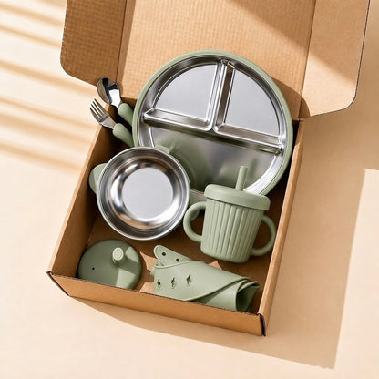 Premium Stainless Steel & Siliconen Babyservies