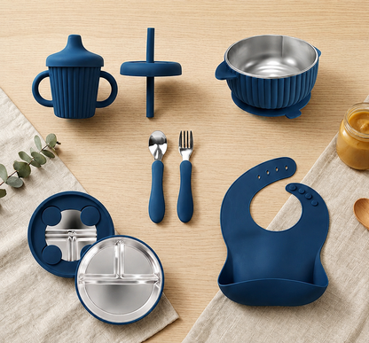 Premium Stainless Steel & Siliconen Babyservies