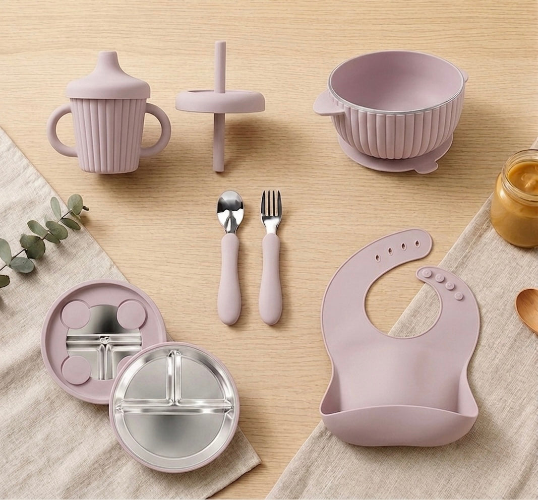 Premium Stainless Steel & Siliconen Babyservies